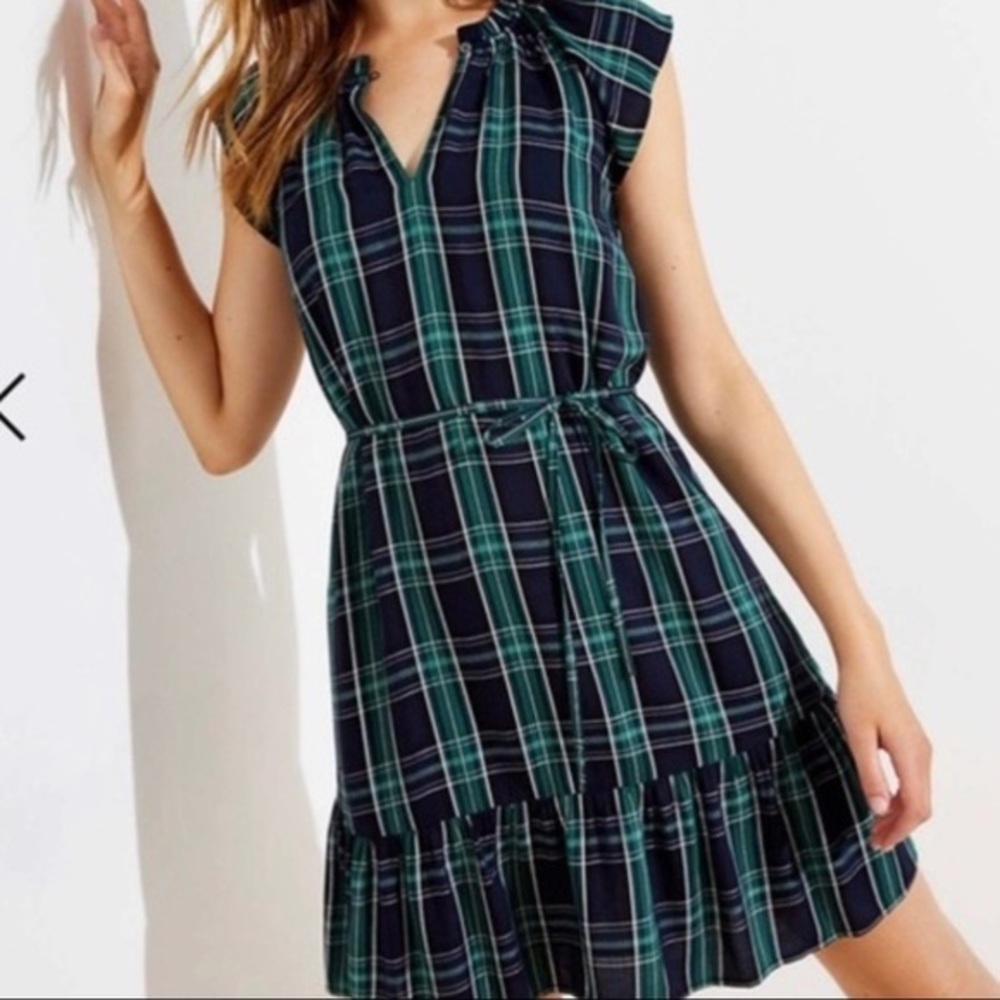 New! Ann Taylor Loft Navy plaid size 12 dress